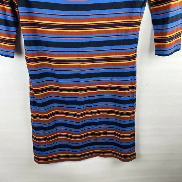 Patagonia Womens Small Dress Cowl Neck Andes Blue Orange Striped Dress - Picture 5 of 9